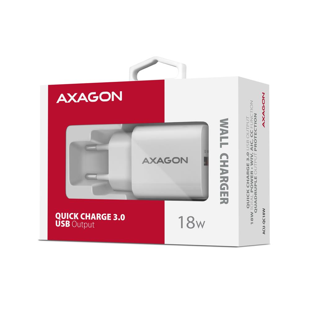 Axagon ACU-QC18W USB sieninis įkroviklis 18W 1 lizdas baltas