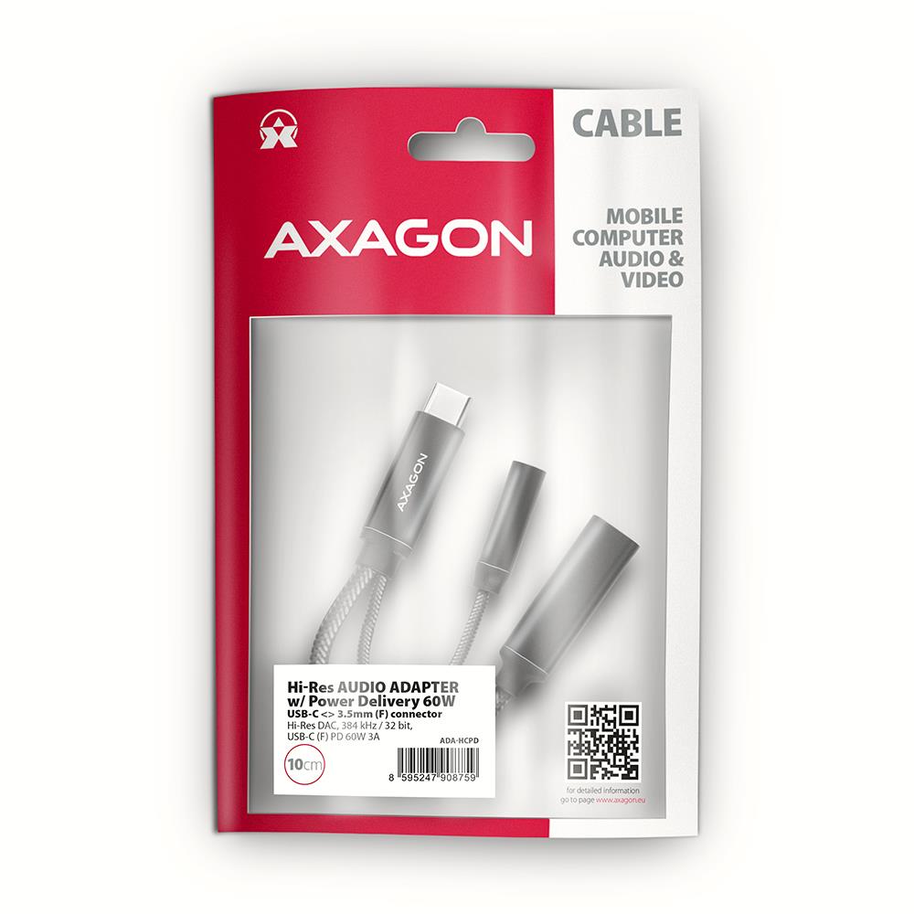 AXAGON ADA-HCPD USB-C kuni 3.5mm Hi-Res heliadapter