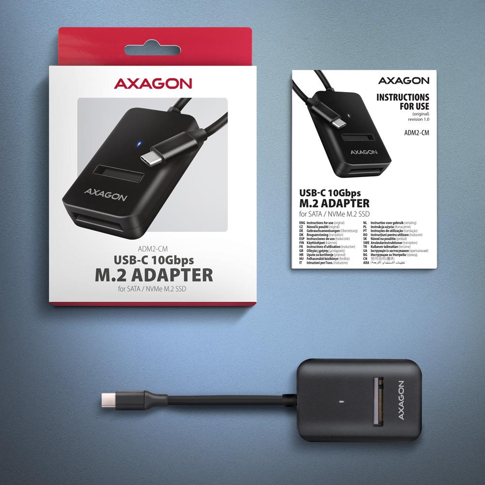AXAGON ADM2-CM USB-C M.2 SSD Адаптер 10Gbps