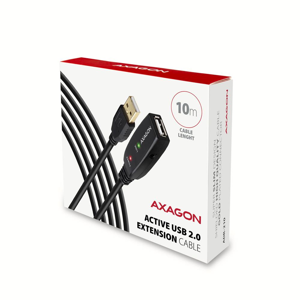 Axagon ADR-210 10m USB 2.0 A-M/A-F Aktīvs Kabelis