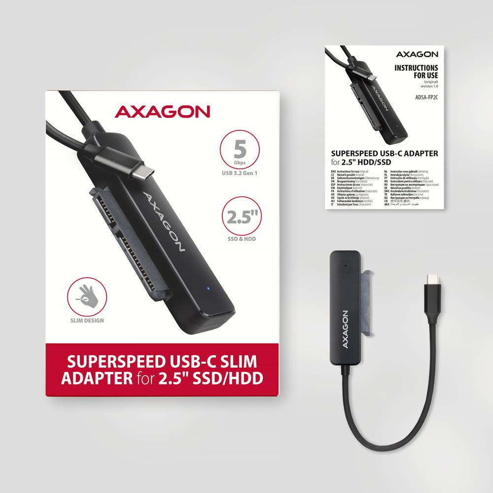 AXAGON ADSA-FP2C SSD Adapter USB-C to SATA 5Gbps