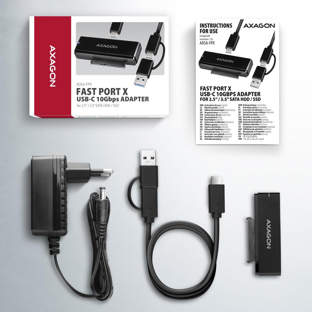 AXAGON ADSA-FPX USB-C/SATA SSD Adapter 10Gbps