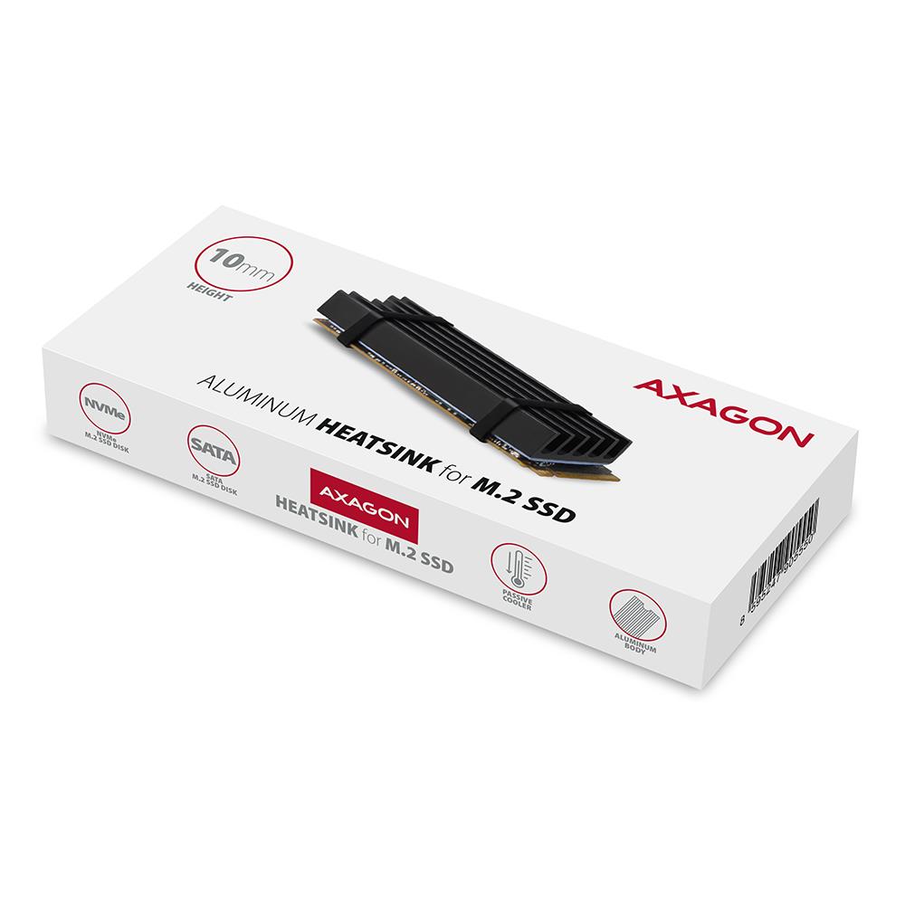 Axagon CLR-M2L10 SSD aušintuvas M.2 2280 efektyvus aušinimas