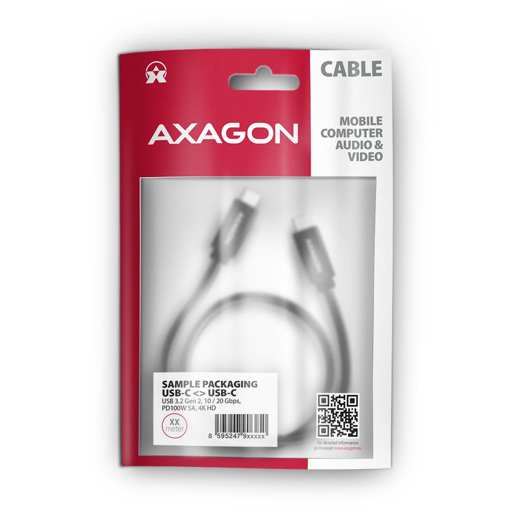 AXAGON BUCM32-CM10AB 1M 100W USB-C Cable Black