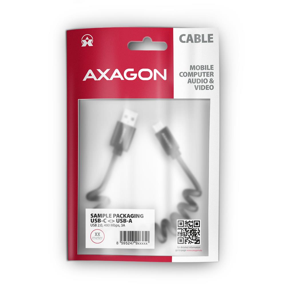 AXAGON BUCM-AM10TB USB-C на USB 2.0 кабель черный 0.6м