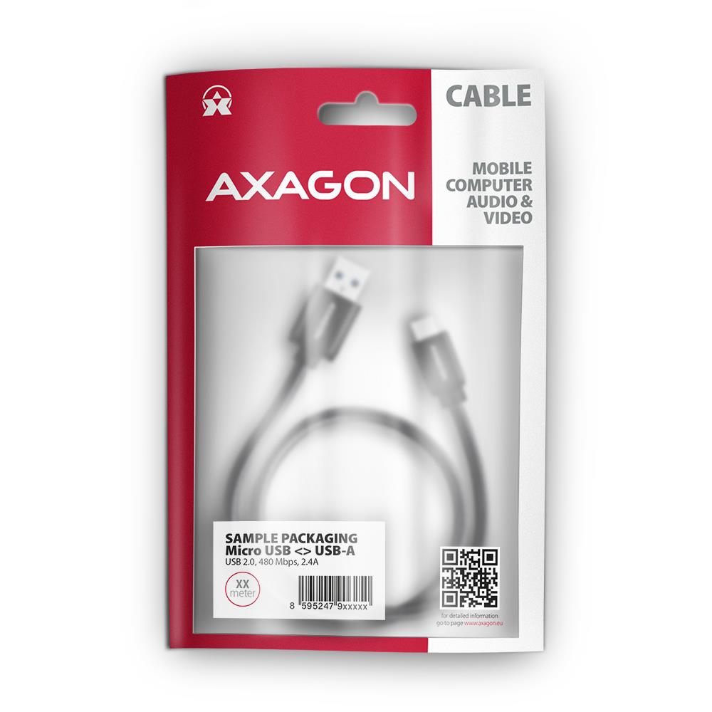 AXAGON BUMM-AM20AB 2m USB2.0 to Micro-USB Cable Black