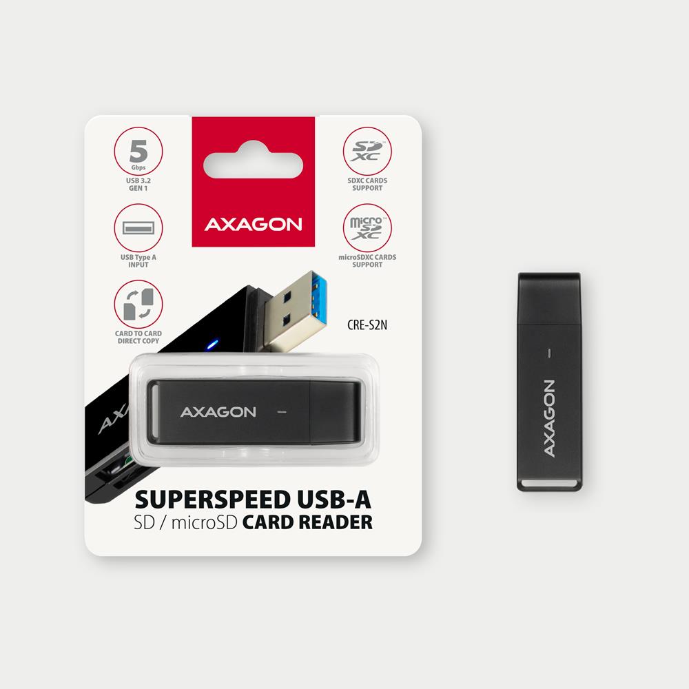 AXAGON CRE-S2N USB3.2 SD MicroSD Card Reader