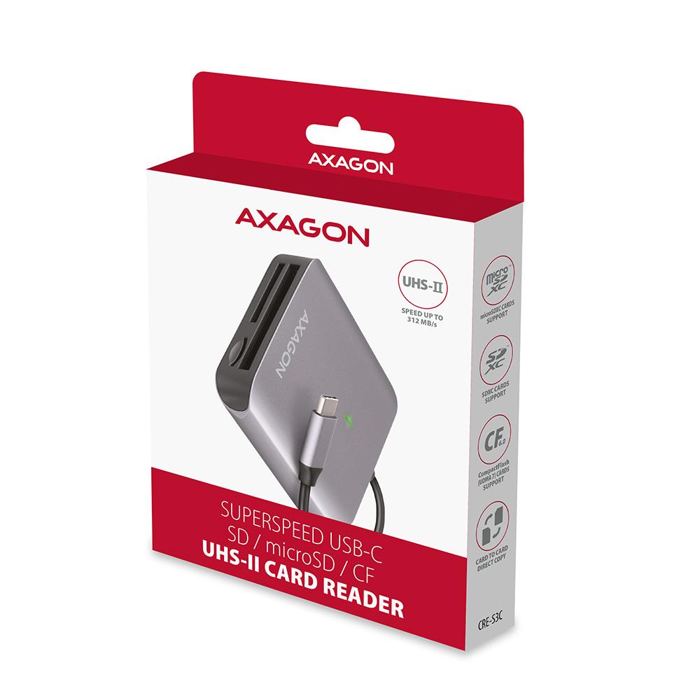 Axagon CRE-S3C 3 slotu USB-C karšu lasītājs