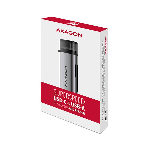 AXAGON CRE-SAC USB-C USB3.2 SD MicroSD kaardilugeja
