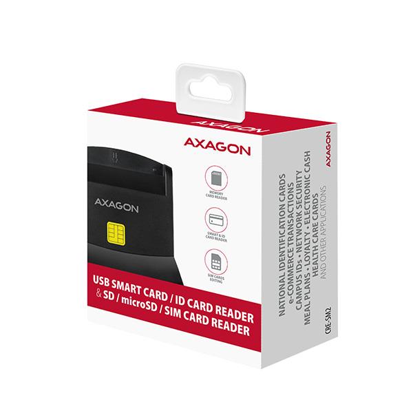 Axagon CRE-SM2 Išmanioji Kortelė USB2.0 Kortelių Skaitytuvas