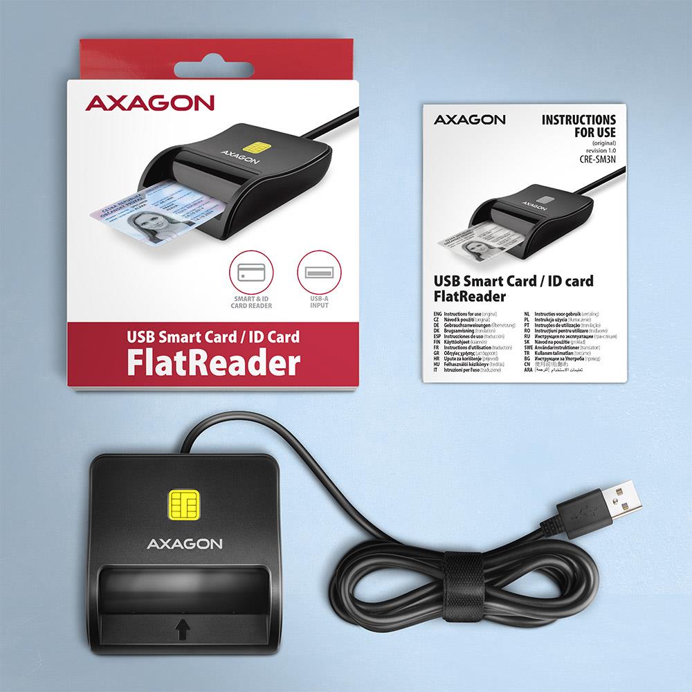 Axagon CRE-SM3N Смарт-карта USB2.0 Чтение