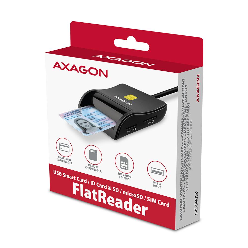 Axagon CRE-SM3SD USB2.0 išmanioji kortelių skaitytuvas