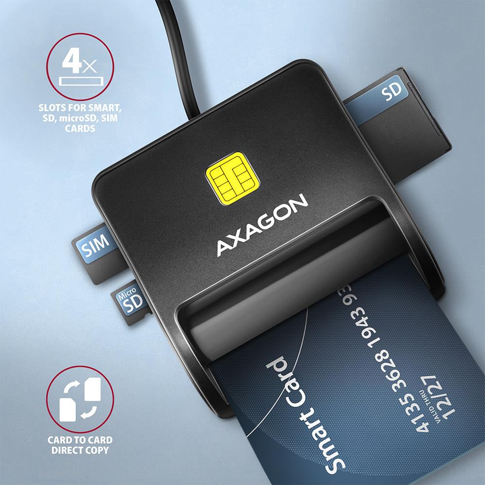 Axagon CRE-SM3SD USB2.0 išmanioji kortelių skaitytuvas