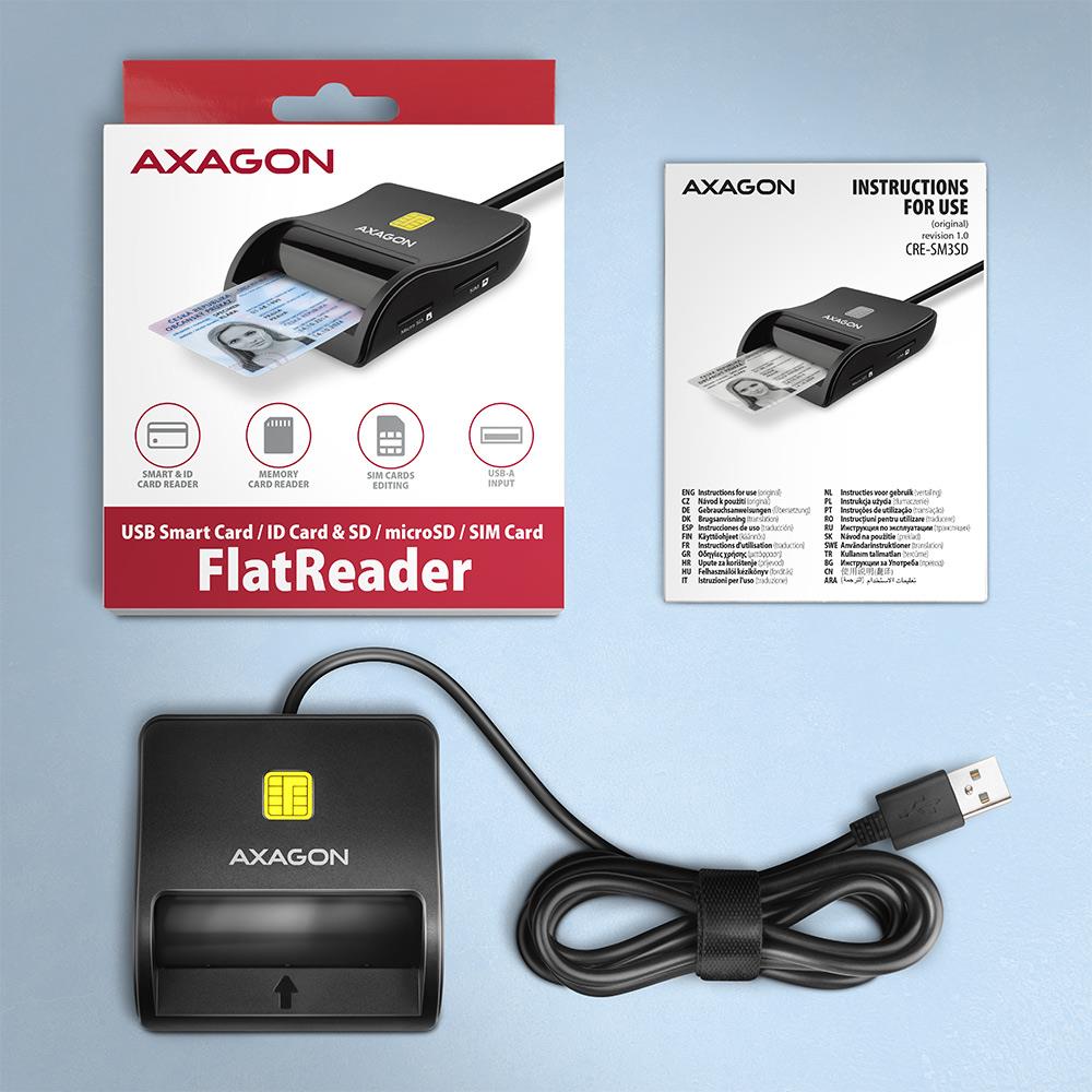 Axagon CRE-SM3SD USB2.0 išmanioji kortelių skaitytuvas
