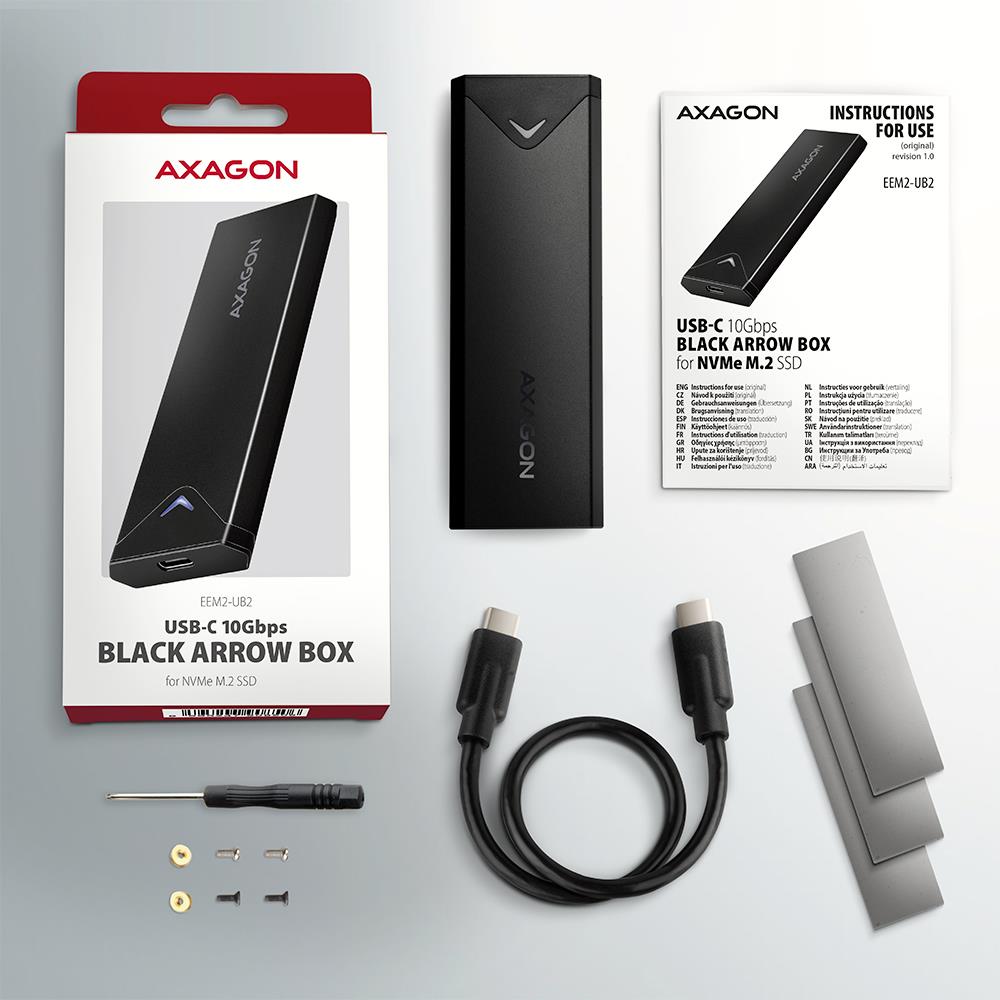 AXAGON EEM2-UB2 M.2 NVMe USB-C SSD корпус