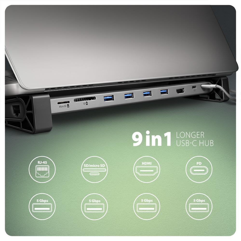 AXAGON HMC-10HLS 9-in-1 Docking Station USB-C Hub