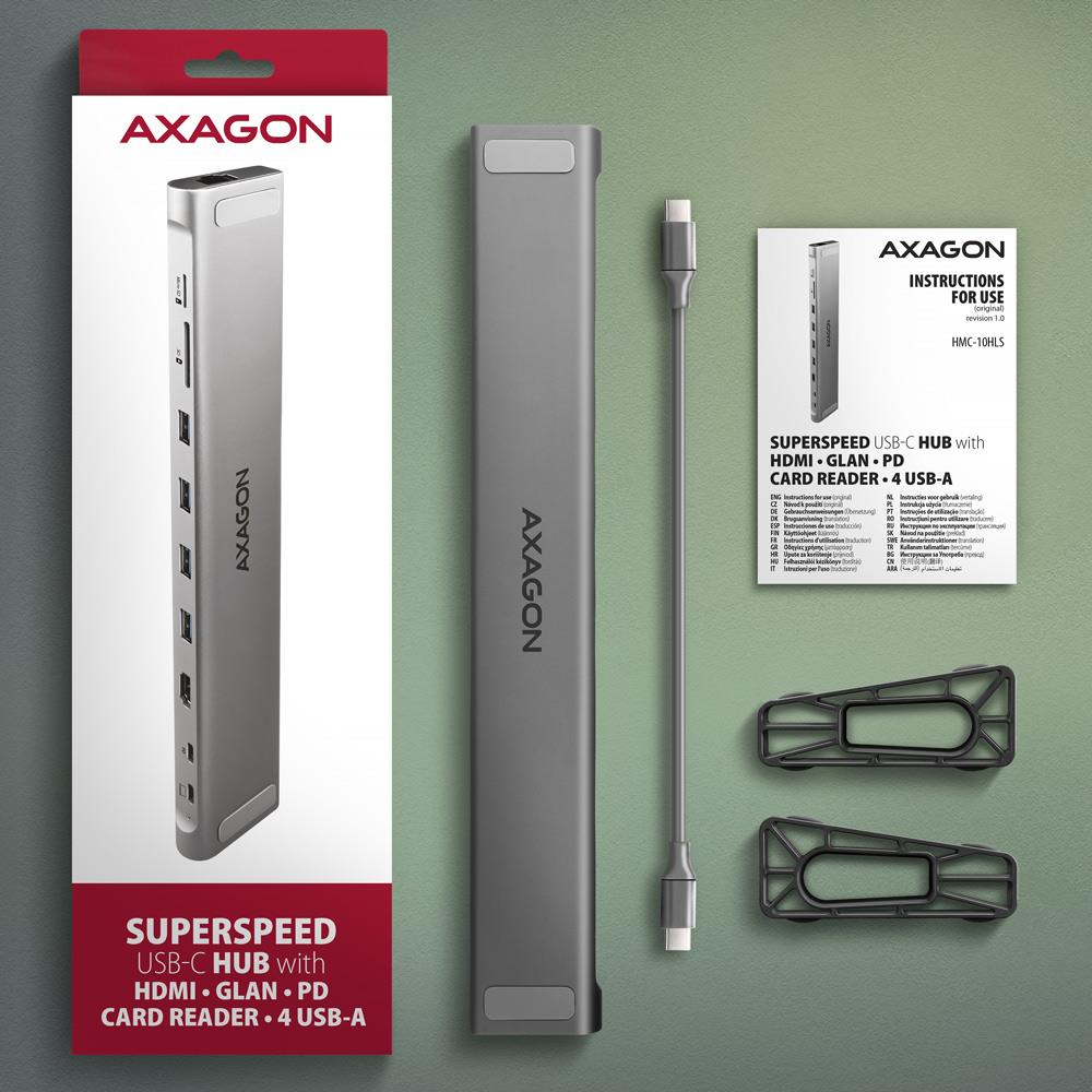 AXAGON HMC-10HLS 9-in-1 Docking Station USB-C Hub