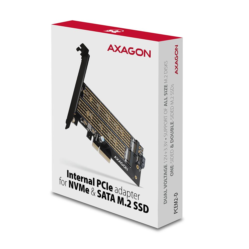 AXAGON PCEM2-D SSD Adapteris NVMe SATA M.2