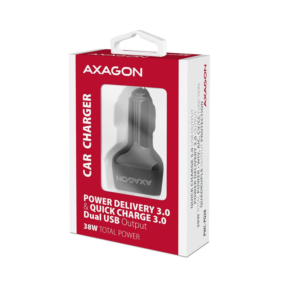 AXAGON PWC-PQ38 Dual USB-C Car Charger 38W