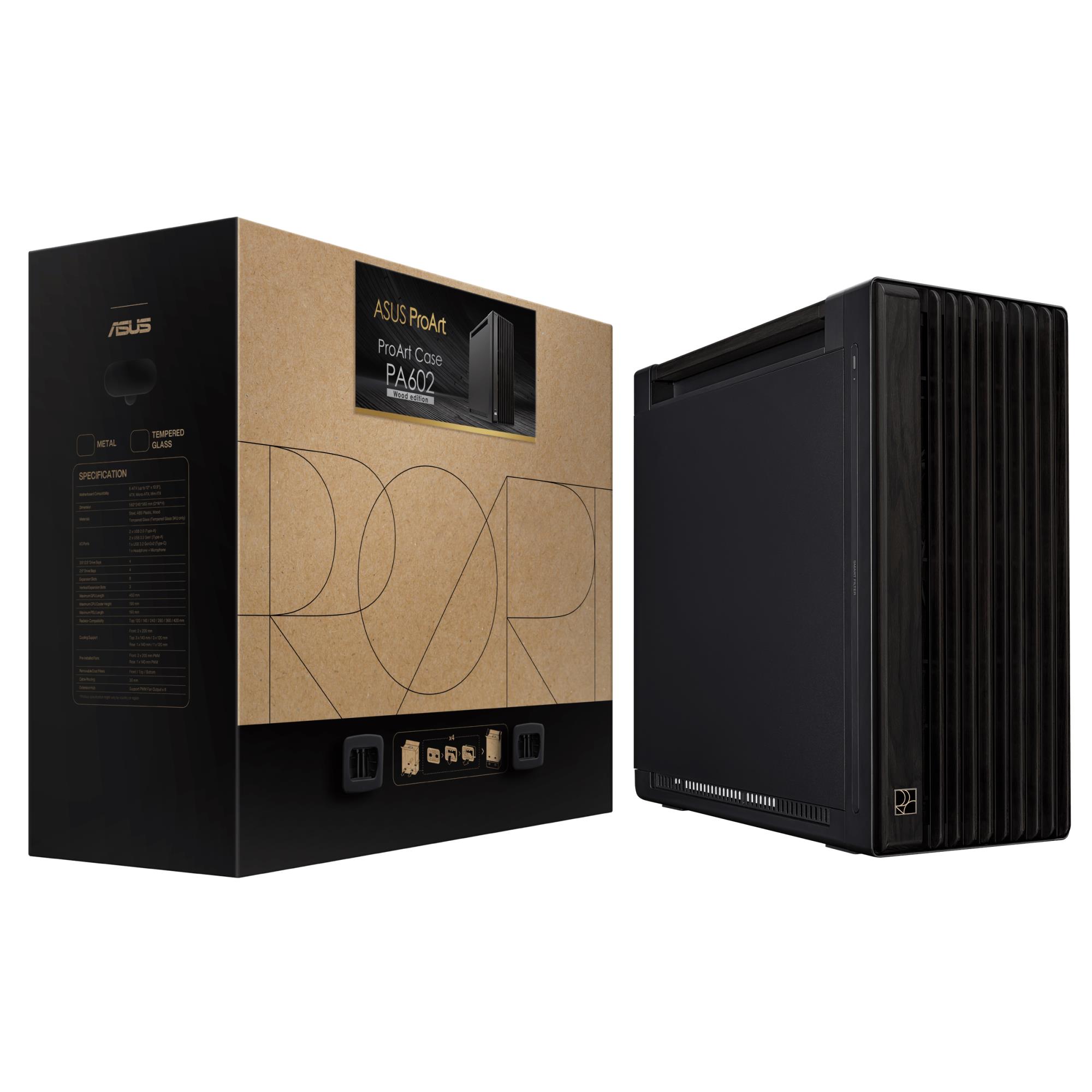 CASE MIDITOWER ATX W/O PSU/PROART PA602 WOOD METAL ASUS