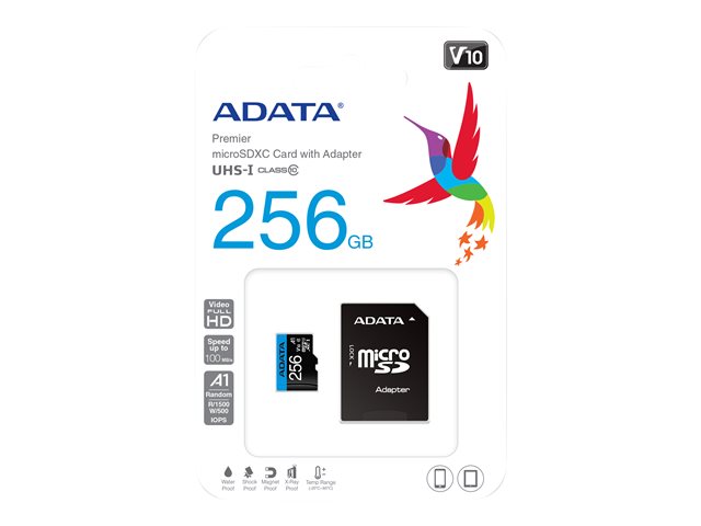 ADATA 256GB Micro SDXC V10 100MB/s + ad.