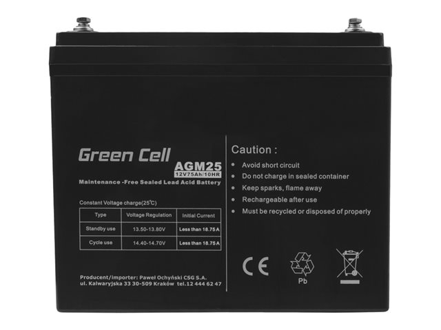 GREENCELL Battery AGM 12V 75 Ah