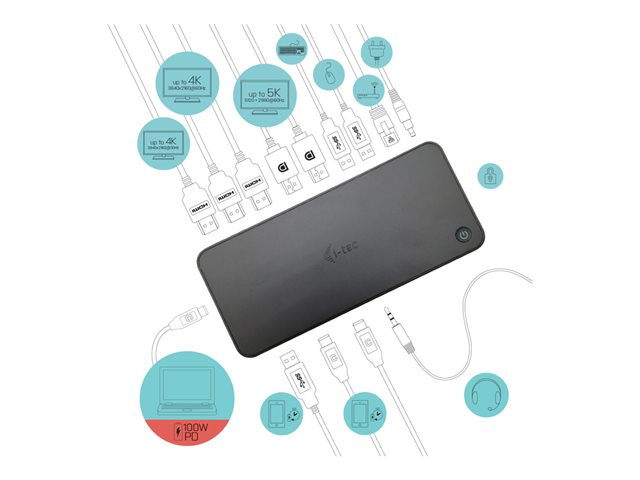 I-TEC USB 3.0/C/ TB3 3x 4K Dock PD 100W