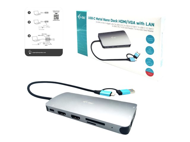 I-TEC USB-C Metal Nano Dock 3xDisplay+PD