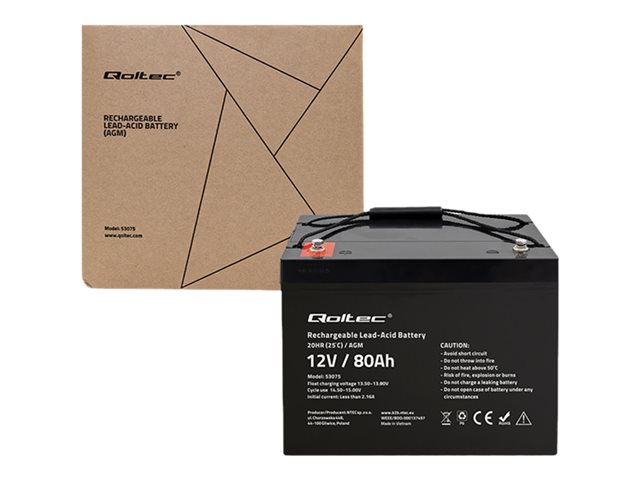 QOLTEC 53075 AGM battery 12V 80Ah