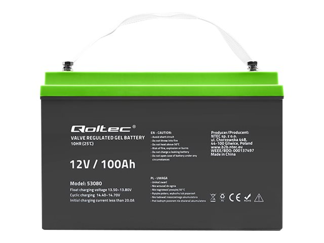 QOLTEC 53080 Gel Battery 12V 100Ah